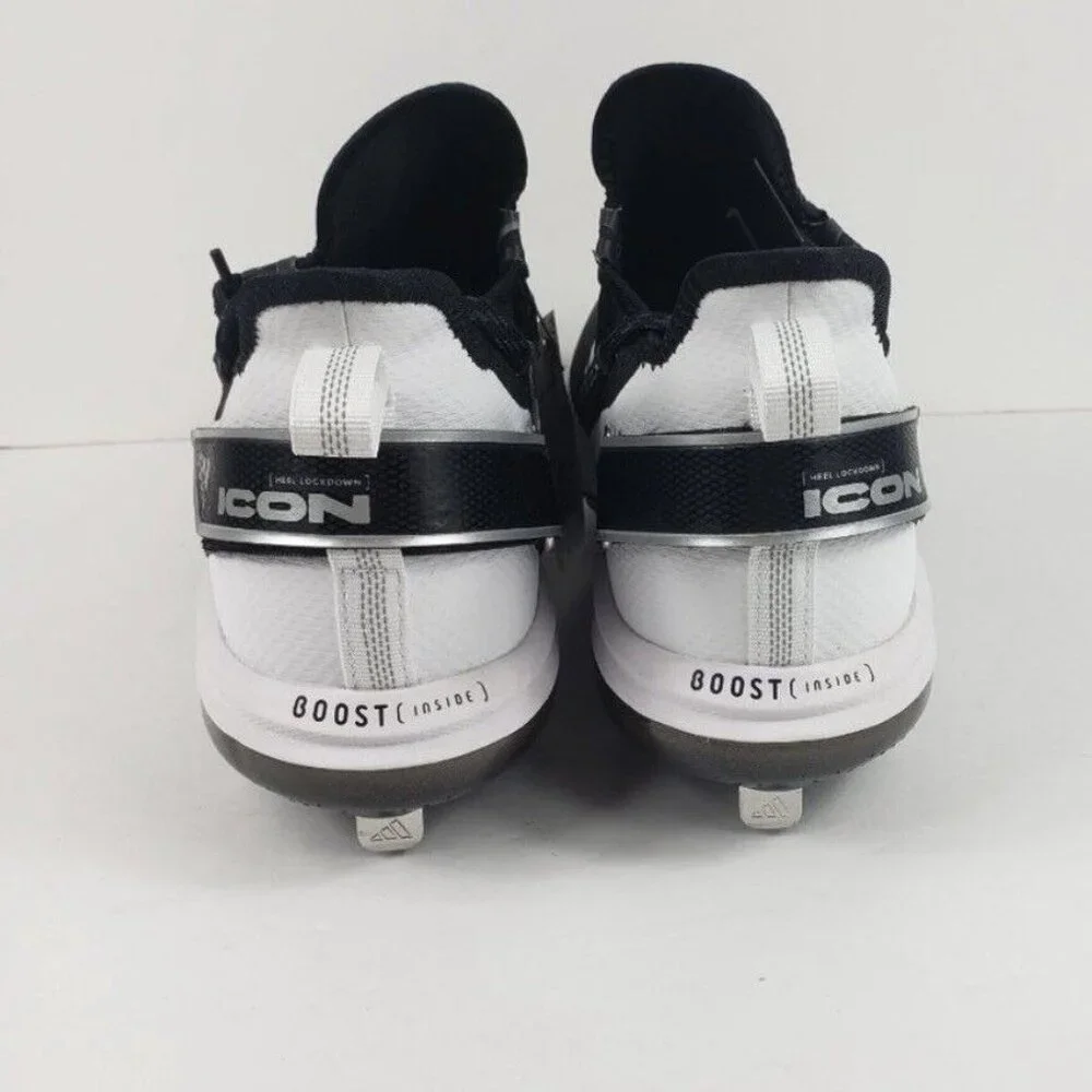 Men's FY4178 Adidas Icon 7 Boost Metal Baseball Cleats Size 12.5 Black & White - Picture 6 of 10